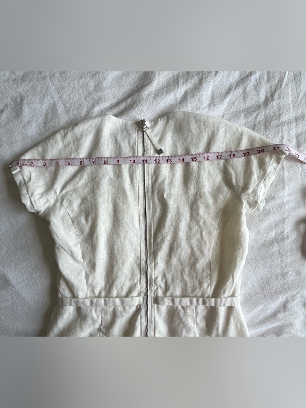 Sandra Angelozzi 100% Linen White Square Neck Dress Fully Lined EU 36 US 6 - Picture 10 of 16